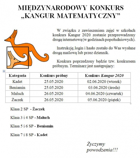 Międzynarodowy konkurs „Kangur matematyczny”